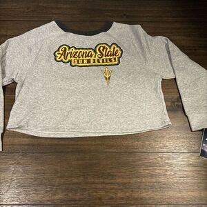 Arizona State Sun Devils NCAA‎ Crop Top Sweatshirt Youth Girls Size L 10/12 Gray